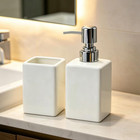 White Bathroom Accessories Set Ceramic Toothbrush Holder And Soap Dispenser