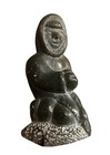 Vintage Inuit Stone Carving Signed Soapstone Fishing Carving Signed Torch 1976