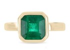 14k Solitaire Emerald Ring Natural Zambia Emerald 14k Solid Yellow Gold Ring