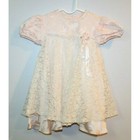 Vintage Bonnie Jean Girls Ivory Dress 3t Pink White Lace Frilly Cute Toddler Cp