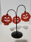 Metal Halloween Tea Light Holder Jack O Lantern 3 Orange Pumpkins 1999