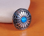 10pc 30mm Floral Turquoise Antique Silver Screw Back Conchos For Leathercraft