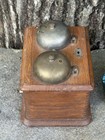 Antique American Oak Ringer Box W  Bells Signed U c  Sylvester For Parts