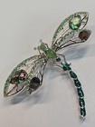 Napier Dragonfly Brooch Pin Shades Of Green Blue   Purple Faceted Gems