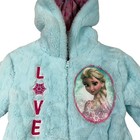 Disney Frozen Elsa Light Blue Fuzzy Plush Hooded Jacket Girls Size 5