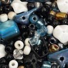 Vintage Mixed Seed Glass Beads Lot 12 7 Oz Black White Blue Craft Jewelry 