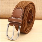 New Mens Womens Stretch Belt Braided Elastic Casual Woven Canvas Fabric Belt