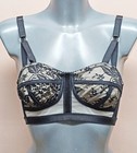 Rare Vintage Style 34b House Of Satin Victory Balconette Bra Floral Lace Br11