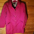 Lands End Puffer Jacket Womens M Pink Quilted Soft Shell Long Parka