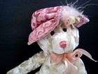 Dan Dee Collector s Plush Girl Teddy Bear Pink Velvet Hat W Pink Rose   Feathers