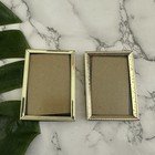Vintage 80s Brass Mini Picture Frame Lot Of 2 Small Metallic 2x3 In Decor