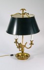 Vtg 3 Arm Candlestick Brass French Regency Bouillotte Dolphin Lamp  Tole Shade