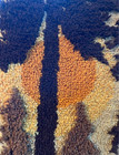 Vtg Latch Hook Rug Wall Hanging Moon And  Trees Mcm Decor Mod Large 36x24 Inches