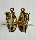 Vintage Pair Of Solid Polished Brass Candle Holders Wall Sconce Candlesticks