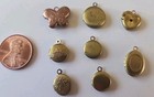 Lot Of 8 Aged Vintage modern Small Brass Lockets charms