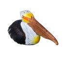 Sitting Pelican Hand Carved Wood Tropical Sculpture Bird Decor Tiki Bar Art