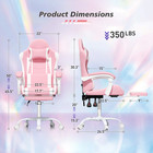 Ergonomic Coumputer Gaming Chair Office Swivel Recliner Seat W  Footrest Pink