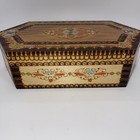 Vintage Hand Carved Wooden Ornate Jewelry Box Russian Folk Art Storage Keepsake