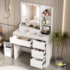 Vanity Table Set With Led Lighted Mirror 5 Drawers Cabinets Makeup Dressing Desk