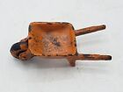 Antique Arcade Cast Iron Wheelbarrow Toy Orange Paint C  1920 Original Wheel