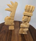 Hand Carved Wooden Pakal Mayan Ruler And Totem Prosperity God Of Corn Raw Wood