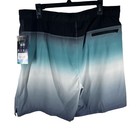 Speedo Tech Volley Swim Trunks Men s Xl Black Teal White Ombre Comfort Liner New