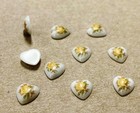 12 Vintage Japan Glass Yellow Rose 7 5mm  White Heart Cameo Cabochons 466