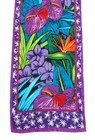 Vtg Adrienne Vittadini 100  Silk Purple Green Tropical Floral Rectangle Scarf