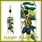 17oz Hand Painted Glass Olive Oil Bottle Dispenser - 500ml Green Oil   Vinega   