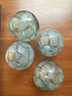 Vintage Japanese Glass Fishing Float Buoy Blue Orb Baseball Size Nautical Decor