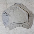 Mens Vintage Grey Faded Thermal Waffle Knit Grunge Y2k Henley Longsleeve