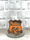 Vtg Style 1 Qt Glass Phillips 66 Motor Oil Master Oil Bottle Metal Top Spout 14 