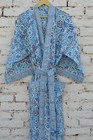 Floral Print Bikini Cover Up Beach Robe Cotton Kimono Sleepwear Gown Dress 2k25