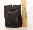 Police Black Leather Duty Belt Double Mag Pouch Carrier Case Vintage