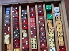 43 Pair Of Rare Multi Colored Vintage Dice  some Gaffed  In Original Wooden Tray