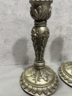 Antique Pair Of Silvered Bronze French Candlestick Holders 9-7 8    Tall