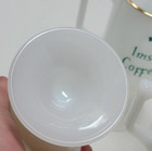 Pair Of Vintage Milk Glass Irish Coffee Mugs Shamrocks Gold Trim Footed Mugs