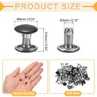 120 Set Leather Rivets 8mm Double Cap Rivet Tubular Metal Studs Black