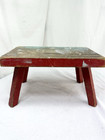 Vtg Wooden Foot Stool Step Farm Handmade Primitive Red Rustic Farmhouse Painted