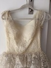 1950s Tired Lace And Tulle Tea Length Wedding Dress With Covered Buttons