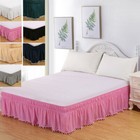 Elastic Bed Skirt 16 Inch Drop Dust Ruffle Bedding Pom Pom Fringe Queen King