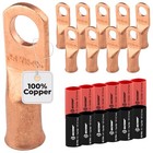 10pcs - 4 Awg - 5 16  Stud - Battery Lugs - Ring Terminal Connectors   With 1   