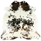 Original Tricolor Cowhide Rug    real Leather Area Rug     Brown  Black   White Hide