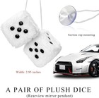 Fuzzy Plush Dice For Car Mirror  3 Inch Pair Of Retro Square Mirror Ornament Sof