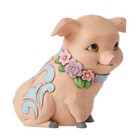 Enesco Jim Shore Heartwood Creek Pig With A Flower Wreath Mini Figurine 3 5 Inch
