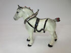 Vtg Hagen Renaker Miniature Figurine White Grey Draft Horse In Harness Repaired