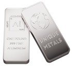 One Bar Of 1 Pound  lb  Aluminum Bullion 6 5 X 2 5 X 0 5 Inches  Silver