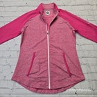 Footjoy Womens Pink Space Dye Full Zip Golf Jacket Mock Neck Thumbholes Size M