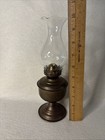Vintage Miniature Brass Oil Lamp Clear Glass Shade 9 75   