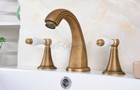 Antique Brass Bathroom Sink Faucet Widespread Ceramic Handles Mixer Tap Aan091